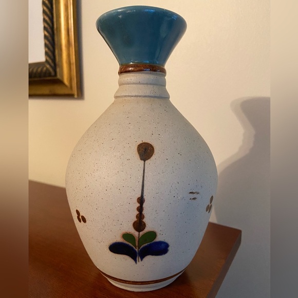 Vintage Tonala Mexican Folk Art Sandstone Pottery Vase Bird Duck on Water - Picture 3 of 7